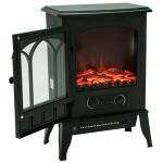 HOMCOM 1800W Tempered Glass Electric Fireplace Heater Black(c-6)