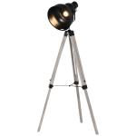 HOMCOM Metal Frame 3-Tier Shelf Tripod Lamp w/ Foot Switch Beige(c-8)