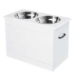 Pawhut Stainless Steel Pet Feeder , 58.4Lx30.5Wx25.4H cm-Brown(c-1)