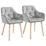 HOMCOM Armless Ergonomic Curved Dining Chair Accent Chair PU Leather Seat Wood Legs(c-1)