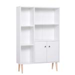 HOMCOM Open Bookcase Cabinet Shelves W/ Two Doors, 80W x 23.5D x 118Hcm-Walnut(c-1)
