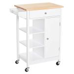 HOMCOM Wooden Kitchen Trolley Cart Drawers, 3 Shelves(c-7)