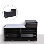 HOMCOM Tipping Shoe Cabinet Hall Organizer Wood Rack w/ Drawer Adjustable Shelf 8 Pairs(c-1)