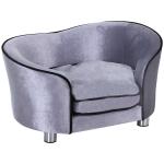 PawHut Pet Sofa Couch Bed, Luxury PU Leather, Wooden Frame-Black(c-3)