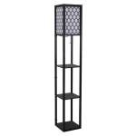 HOMCOM Shelf Floor Lamp W/4-tier Open Shelves Wooden, 26L x 26W x 160Hcm-Black/White(c-1)