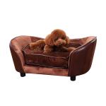 PawHut Dogs Wooden Flannelette Upholstered Indoor Sofa Bed w/ Cushion Brown(c-2)