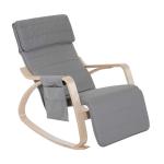 HOMCOM Rocking Chair W/Adjustable Footrest & Side Pocket-Beige(c-1)