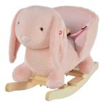 HOMCOM Toddlers Rabbit Plush Rocking Ride On w/ Sound Pink(c-2)