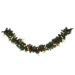 HOMCOM 9ft Decorated Artificial Christmas Garland Green(c-1)