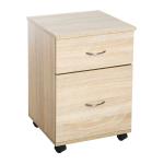 HOMCOM 2-Drawer Cabinet W/Wheels-Oak Colour(c-1)