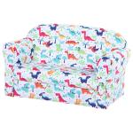 HOMCOM 2-Seater Children Sofa Bed Kids Sofa Piano Shape Musical-Theme Wooden Frame PVC Sofa Anti-slip Feet - Pink(c-7)