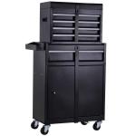 DURHAND Steel 4-Drawer Duo-Door Rolling Tool Cabinet Black(c-1)