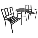 Outsunny Metal Frame Slatted Outdoor Garden Bistro Set Black(c-3)
