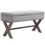 HOMCOM Polyester Upholstered Ottoman Stool Grey(c-1)