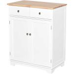 HOMCOM Kitchen Island MDF 2-Drawer Double Door Kitchen Cabinet White(c-1)