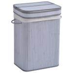 HOMCOM 100L Flip Lid Bamboo Laundry Basket Grey(c-2)