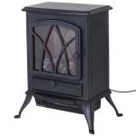 HOMCOM 1800W Tempered Glass Electric Fireplace Heater Black(c-1)
