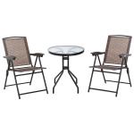 Outsunny Steel Frame Slatted Outdoor Garden Bistro Set Black/Brown(c-4)