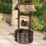 Outsunny Wishing Well Planter Bucket, 60Lx55Wx 114H cm-Brown(c-2)