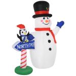 HOMCOM 1.8m Inflatable Snowman Decoration Polyester - White(c-1)
