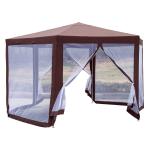 Outsunny Garden Gazebo W/Mosquito Net-Brown(c-4)