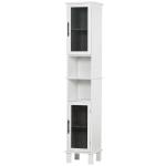 HOMCOM MDF 6-Tier Tall Bathroom Storage Cabinet Brown/Grey(c-3)