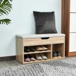 HOMCOM Polyester Upholstered Ottoman Stool Grey(c-5)