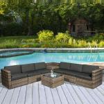 Outsunny 2 Seater Patio Rattan Swing Chair Hanging Chair Garden Loveseat Bench w/ Cushion(c-2)