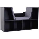 HOMCOM Bookcase Storage W/Particle Board Sponge Linen, 102W x 30D x 61Hcm-Black/Grey(c-1)