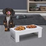Pawhut Stainless Steel Pet Feeder, 58.4Lx30.5Wx25.4H cm-White(c-1)