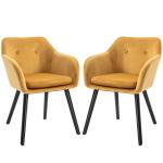 HOMCOM Velvet Tufted Set Of 2 Kitchen Dining Armchairs Grey(c-2)
