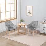 HOMCOM Tufted Dining Chairs Velvet-Touch Fabric Accent Chairs with Wood Legs(c-1)