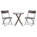 Outsunny 3pc Rattan Furniture Set :2xChairs,1xTable-Black(c-1)
