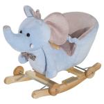 HOMCOM Baby Horse Rocker Kids Rocking Horse Animal Rocker 2 in 1 Rocking Elephant Wooden W/Wheels and Sound -Pink(c-2)