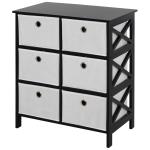 HOMCOM Non-Woven Fabric 6-Drawer MDF Bedroom Cabinet Black(c-2)