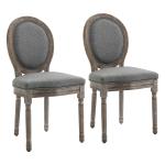 HOMCOM Set of 2 Elegant French-Style Dining Chairs w/ Wood Frame Foam Seats(c-2)
