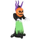HOMCOM Halloween 1.2m LED Outdoor Inflatable Decoration - Ghost w/ Pumpkin Lantern(c-3)