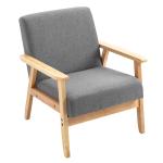 HOMCOM Rubber Wood Twin-Pair Linen Upholstered French Aesthetic Dining Chairs(c-3)