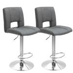 HOMCOM PU Leather Set of 2 Bar Stools w/ Footrest Black/Brown(c-7)