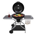 Outsunny Foldable Charcoal Trolley Barbecue Grill W/ Wheels-Red & Black(c-1)