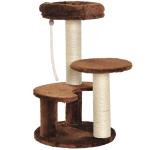 PawHut Cat Tree Scratcher Kitty Activity Center Post 2 Perch w/ Hanging Sisal Rope Brown(c-1)