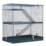PawHut 3-Level Hamster Cage Small Animal Rat Pet Hutch House Easy Clip Base Ladder Grey(c-3)