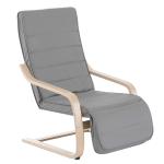 HOMCOM Wooden Lounger Rocking Armchair with Adjustable Footrest Creamy White(c-3)