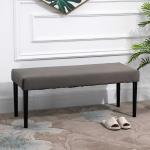 HOMCOM Polyester Upholstered Ottoman Stool Grey(c-4)