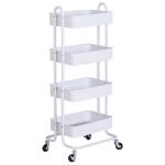 HOMCOM 4-Tier Rolling Storage Utility Serving Cart, 46.5Lx40.5Wx114Hcm-Black(c-2)