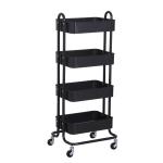 HOMCOM 4-Tier Rolling Storage Utility Serving Cart, 46.5Lx40.5Wx114Hcm-Black(c-1)
