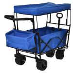 Outsunny Metal Frame Folding Pull Cargo Cart Green(c-2)