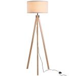 HOMCOM Rubber Wood Tripod Floor Lamp Beige(c-1)