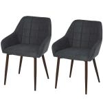 HOMCOM Rubber Wood Twin-Pair Linen Upholstered French Aesthetic Dining Chairs(c-4)