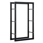 HOMCOM Metal Rust-Resistant Firewood Log Rack Black(c-1)